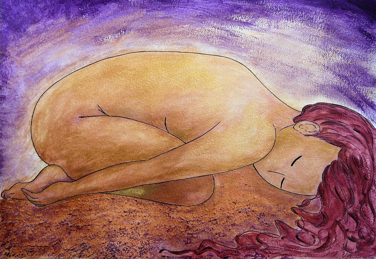 Gioia Albano - Resting in gold, Feminine Yoga Art